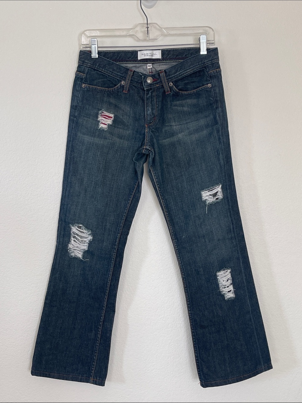 Habitual Dark Blue Boot Cut Distressed Women's Jeans